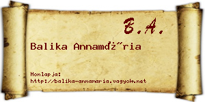 Balika Annamária névjegykártya
